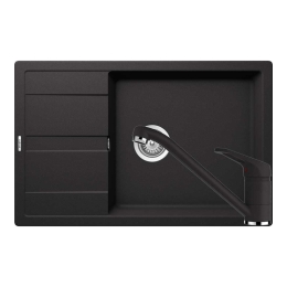 Schock Ronda D-100XL konyhai mosogatótálca 780 x 500 mm és Schock Cosmo konyhai csaptelep Cristalite Nero, fekete